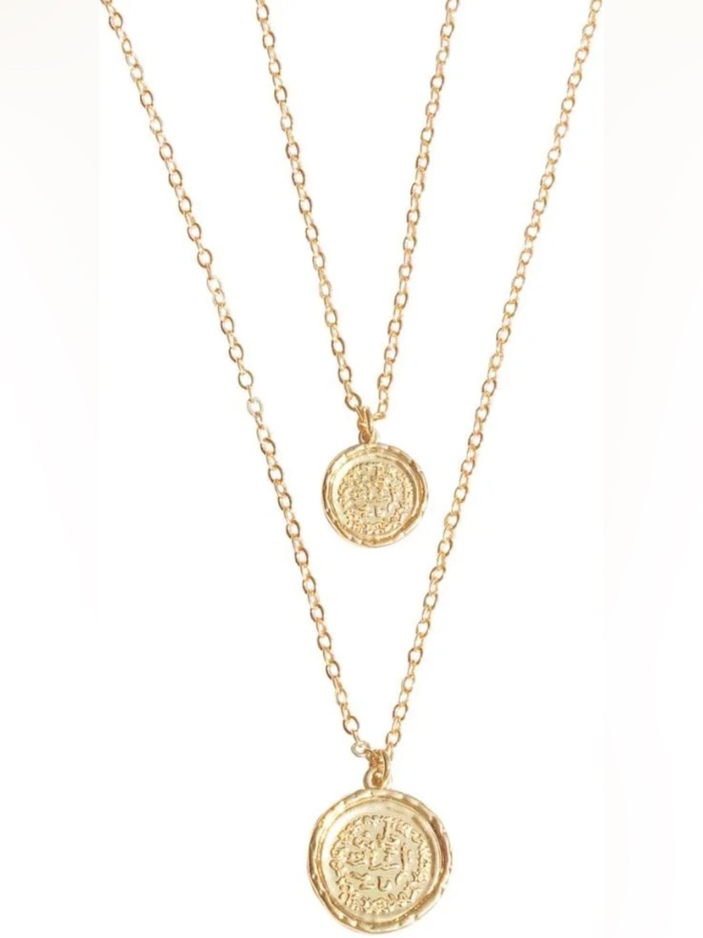 Amber Sceats | Double Layered Medallion Necklace | Gold-Toned Metal | OS | EUC